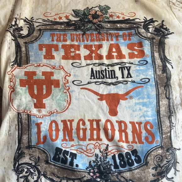 Vintage Y2K Creative Apparel Large University of Texas Cream 3/4 Sleeve L Tee - Picture 4 of 8